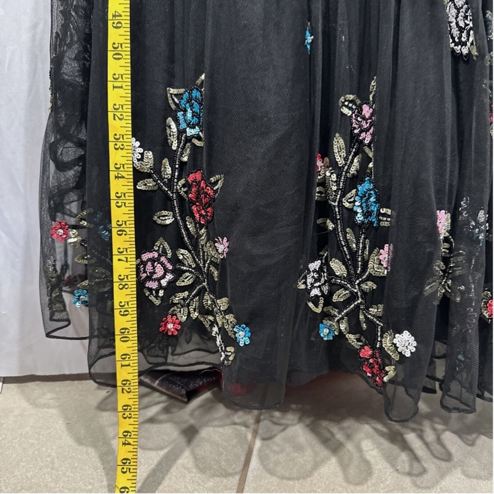 NWT $698 Mac Duggal [ 14 ] Embellished Floral Sequined‎ Gown in Black - Picture 7 of 15